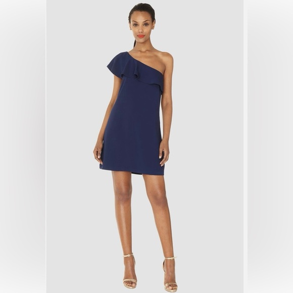 Cooper & Ella Blue Asymmetrical Ruffled Cocktail Dress - Picture 1 of 8